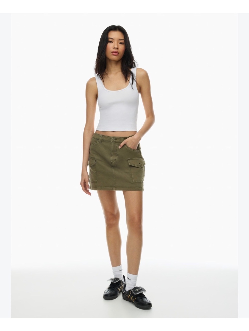 Aritzia TNA Dark Green Patrol Cargo Mini Skirt | Aritzia INTL size 8